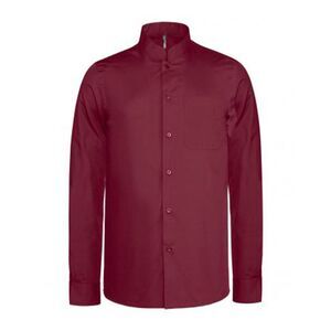 Kariban Mens Long Sleeve Mandarin Collar Shirt / Wine